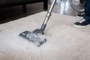 nettoyage d'un tapis avec un nettoyeur à vapeur