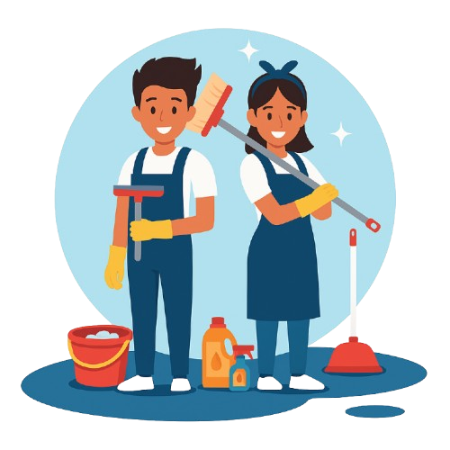 Illustration deux agents de nettoyage properis